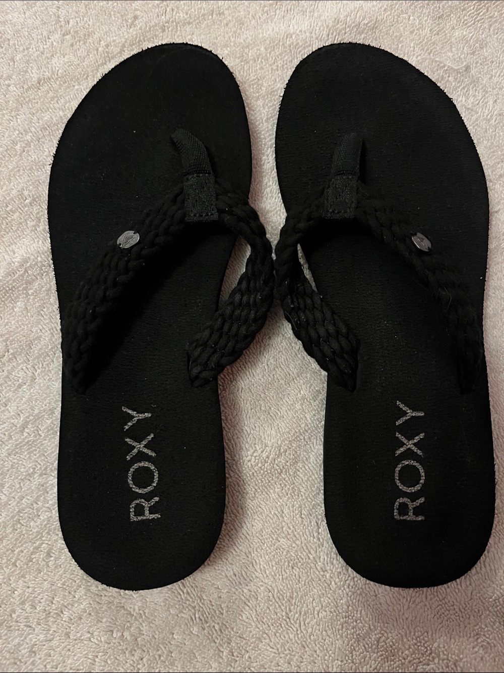 Roxy Black Braided Strap Flip Flop Sandals